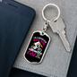Mountain Bike Girl Cycling Keychain Stainless Steel or 18k Gold Dog Tag Keyring-Express Your Love Gifts
