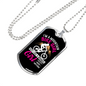 Mountain Bike Girl Necklace Stainless Steel or 18k Gold Dog Tag 24"-Express Your Love Gifts