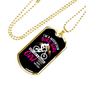 Mountain Bike Girl Necklace Stainless Steel or 18k Gold Dog Tag 24"-Express Your Love Gifts