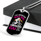 Mountain Bike Girl Necklace Stainless Steel or 18k Gold Dog Tag 24"-Express Your Love Gifts