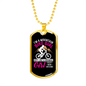 Mountain Bike Girl Necklace Stainless Steel or 18k Gold Dog Tag 24"-Express Your Love Gifts