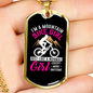 Mountain Bike Girl Necklace Stainless Steel or 18k Gold Dog Tag 24"-Express Your Love Gifts