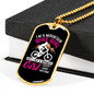 Mountain Bike Girl Necklace Stainless Steel or 18k Gold Dog Tag 24"-Express Your Love Gifts