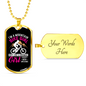 Mountain Bike Girl Necklace Stainless Steel or 18k Gold Dog Tag 24"-Express Your Love Gifts