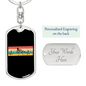 Mountain Bike Pulse Cycling Keychain Stainless Steel or 18k Gold Dog Tag Keyring-Express Your Love Gifts