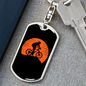 Mountain Bike Red Moon Cycling Keychain Stainless Steel or 18k Gold Dog Tag Keyring-Express Your Love Gifts