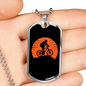 Mountain Bike Red Moon Cycling Necklace Stainless Steel or 18k Gold Dog Tag 24"-Express Your Love Gifts