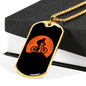 Mountain Bike Red Moon Cycling Necklace Stainless Steel or 18k Gold Dog Tag 24"-Express Your Love Gifts