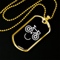 Mountain Bike Smile Cycling Necklace Stainless Steel or 18k Gold Dog Tag 24"-Express Your Love Gifts