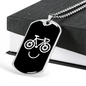 Mountain Bike Smile Cycling Necklace Stainless Steel or 18k Gold Dog Tag 24"-Express Your Love Gifts