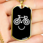 Mountain Bike Smile Cycling Necklace Stainless Steel or 18k Gold Dog Tag 24"-Express Your Love Gifts