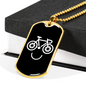 Mountain Bike Smile Cycling Necklace Stainless Steel or 18k Gold Dog Tag 24"-Express Your Love Gifts
