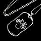 Mountain Bike Smile Cycling Necklace Stainless Steel or 18k Gold Dog Tag 24"-Express Your Love Gifts