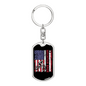 Mountain Biker Flag Cycling Keychain Stainless Steel or 18k Gold Dog Tag Keyring-Express Your Love Gifts