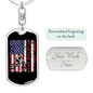 Mountain Biker Flag Cycling Keychain Stainless Steel or 18k Gold Dog Tag Keyring-Express Your Love Gifts