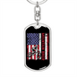 Mountain Biker Flag Cycling Keychain Stainless Steel or 18k Gold Dog Tag Keyring-Express Your Love Gifts