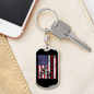 Mountain Biker Flag Cycling Keychain Stainless Steel or 18k Gold Dog Tag Keyring-Express Your Love Gifts