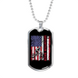 Mountain Biker Flag Cycling Necklace Stainless Steel or 18k Gold Dog Tag 24"-Express Your Love Gifts