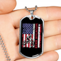 Mountain Biker Flag Cycling Necklace Stainless Steel or 18k Gold Dog Tag 24"-Express Your Love Gifts