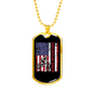 Mountain Biker Flag Cycling Necklace Stainless Steel or 18k Gold Dog Tag 24"-Express Your Love Gifts
