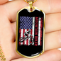 Mountain Biker Flag Cycling Necklace Stainless Steel or 18k Gold Dog Tag 24"-Express Your Love Gifts