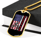 Mountain Biker Flag Cycling Necklace Stainless Steel or 18k Gold Dog Tag 24"-Express Your Love Gifts