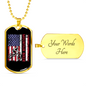 Mountain Biker Flag Cycling Necklace Stainless Steel or 18k Gold Dog Tag 24"-Express Your Love Gifts