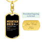 Mountain Biker Meaning Cycling Keychain Stainless Steel or 18k Gold Dog Tag Keyring-Express Your Love Gifts