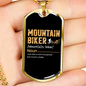 Mountain Biker Meaning Cycling Necklace Stainless Steel or 18k Gold Dog Tag 24"-Express Your Love Gifts