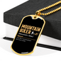 Mountain Biker Meaning Cycling Necklace Stainless Steel or 18k Gold Dog Tag 24"-Express Your Love Gifts