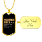 Mountain Biker Meaning Cycling Necklace Stainless Steel or 18k Gold Dog Tag 24"-Express Your Love Gifts