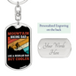 Mountain Biking Dad Cycling Keychain Stainless Steel or 18k Gold Dog Tag Keyring-Express Your Love Gifts
