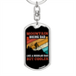 Mountain Biking Dad Cycling Keychain Stainless Steel or 18k Gold Dog Tag Keyring-Express Your Love Gifts