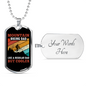 Mountain Biking Dad Cycling Necklace Stainless Steel or 18k Gold Dog Tag 24"-Express Your Love Gifts