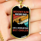 Mountain Biking Dad Cycling Necklace Stainless Steel or 18k Gold Dog Tag 24"-Express Your Love Gifts