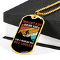 Mountain Biking Dad Cycling Necklace Stainless Steel or 18k Gold Dog Tag 24"-Express Your Love Gifts