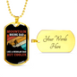 Mountain Biking Dad Cycling Necklace Stainless Steel or 18k Gold Dog Tag 24"-Express Your Love Gifts