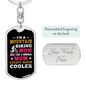 Mountain Biking Mom Cycling Keychain Stainless Steel or 18k Gold Dog Tag Keyring-Express Your Love Gifts
