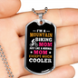 Mountain Biking Mom Cycling Necklace Stainless Steel or 18k Gold Dog Tag 24"-Express Your Love Gifts