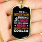 Mountain Biking Mom Cycling Necklace Stainless Steel or 18k Gold Dog Tag 24"-Express Your Love Gifts