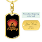 Mountain Is Incompatible Cycling Keychain Stainless Steel or 18k Gold Dog Tag Keyring-Express Your Love Gifts