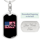 Mountain Ride Flag Cycling Keychain Stainless Steel or 18k Gold Dog Tag Keyring-Express Your Love Gifts