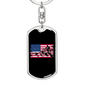Mountain Ride Flag Cycling Keychain Stainless Steel or 18k Gold Dog Tag Keyring-Express Your Love Gifts