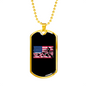 Mountain Ride Flag Cycling Necklace Stainless Steel or 18k Gold Dog Tag 24"-Express Your Love Gifts