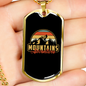 Mountains Adventure Cycling Necklace Stainless Steel or 18k Gold Dog Tag 24"-Express Your Love Gifts