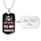 Move Over Boys Trucker Dog Tag Stainless Steel or 18k Gold 24" Chain-Express Your Love Gifts