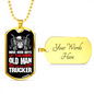 Move Over Boys Trucker Dog Tag Stainless Steel or 18k Gold 24" Chain-Express Your Love Gifts