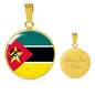 Mozambique Flag Necklace Circle Pendant Stainless Steel or 18k Gold 18-22"-Express Your Love Gifts