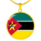Mozambique Flag Necklace Circle Pendant Stainless Steel or 18k Gold 18-22"-Express Your Love Gifts