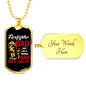 Much Cooler Firefighter Dad Necklace Stainless Steel or 18k Gold Dog Tag 24" Chain-Express Your Love Gifts